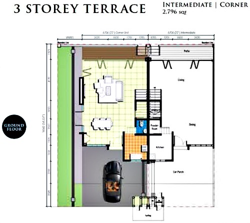 Dlagoon 024 3 storey house ground flr plan