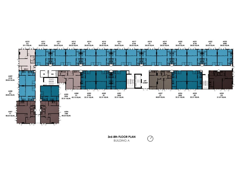 แปลนพื้นที่อยู่อาศัยตึก A