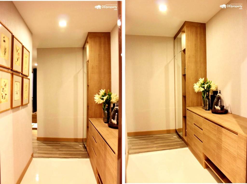 ทางเข้าห้องเป็นสไตล์ญี่ปุ่นมีที่เก็บของและรองเท้าบิลท์อินเป็นแนวยาว