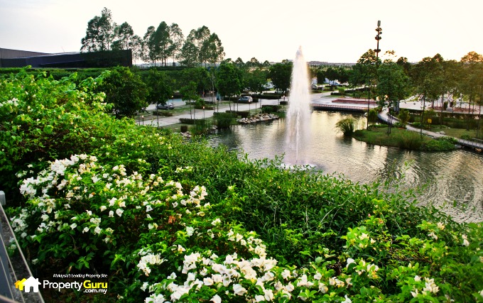 On top of the roof deck, above it all with grand views of flowering gardens, fountains, ponds and waterways. The scene here is the parkland overlooking the parking area just outside the Show Gallery