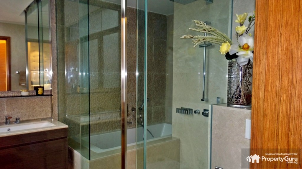 Master bathroom with bathtub