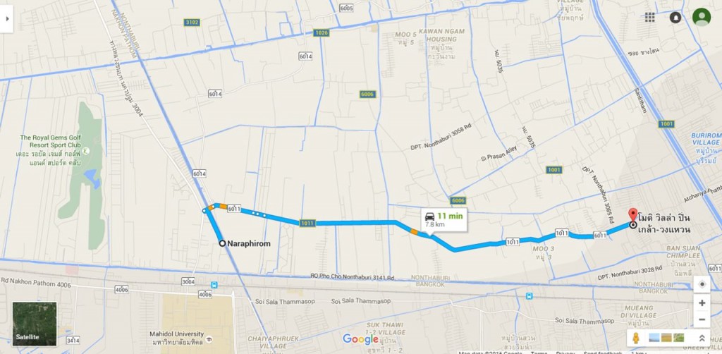 แผนที่จากโครงการมายัง The Salaya