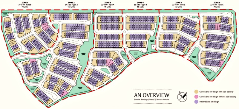 The site plan and location of the units