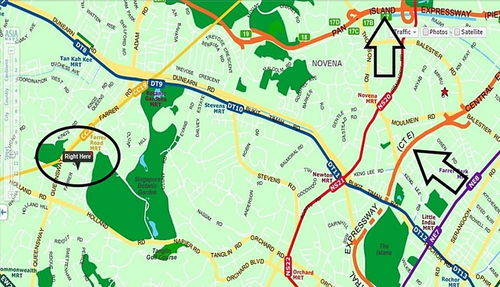 nearby, holland village, botanic gardens, expressways