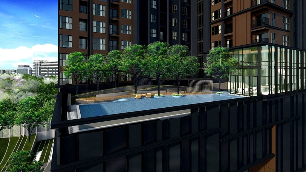 สระว่ายน้ำ infinity edge pool บนชั้น 6