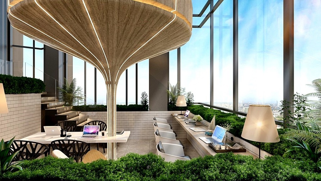 Sky lounge และ E-library ความสูงเพดาน 7 เมตร