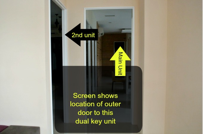 This is a view of the common foyer and location of main door at the entrance of the Dual Key Unit