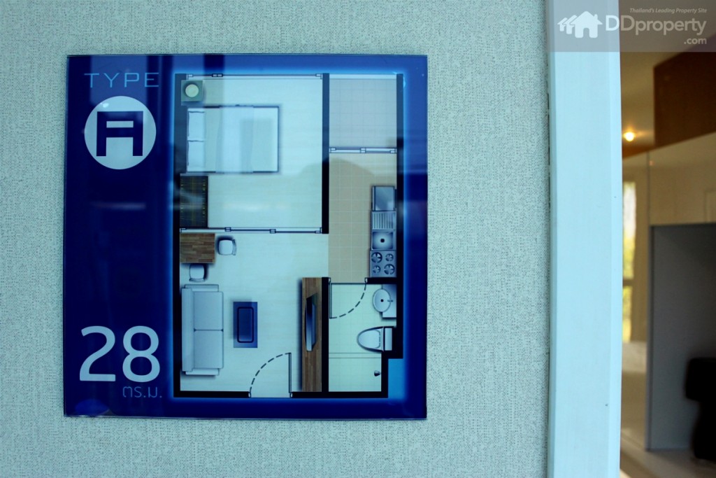 ห้องตัวอย่าง 1 ห้องนอน 1 ห้องน้ำ ขนาด 28.00 ตร.ม. 