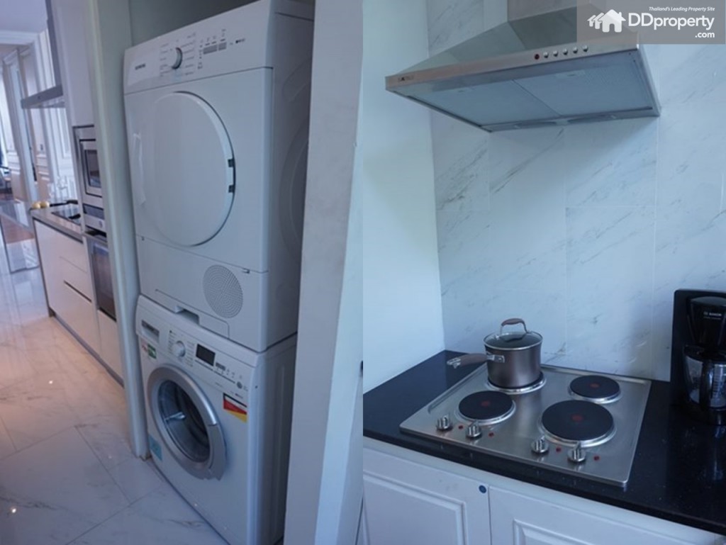ห้องครัวไทยจะเป็นจุดตั้งสำหรับเครื่องซักผ้าและอบผ้าได้ด้วย (เครื่องซักผ้าและอบผ้าไม่ได้แถม)