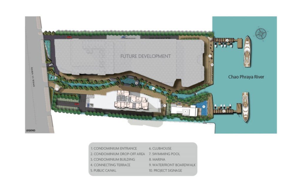 โครงการจะถูกแบ่งออกเป็น 2 เฟส นั่นคือส่วนของเรสซิเดนซ์และโรงแรมห้าดาว (ยังไม่คอนเฟิร์มว่าแบรนด์ใด) โดยทั้งคู่จะมีท่าเรือและสิ่งอำนวยความสะดวกแยก ส่วนของโรงแรมจะมีส่วนที่เป็น community mall ด้วย