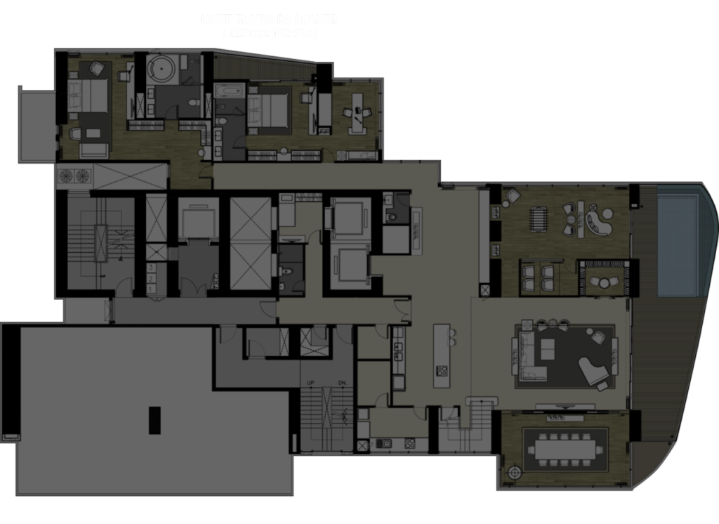 ชั้นนี้จะเป็น penthouse duplex ขนาด 652 ตร.ม. แบบเหมาชั้น