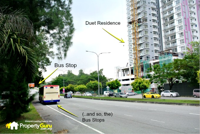 Apart from the LRT as a means of public transport, residents of Duet can also use the bus. The RapidKL Bus Stop is just opposite Duet. There is also a bus top next to condominium