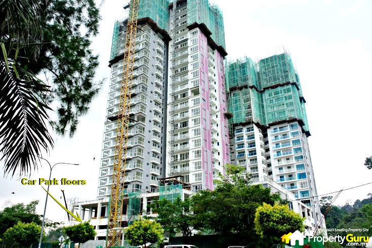 Nearing completion. There are 4 levels of car parking floors for Block A and 5 to 6 car parking floors in Block B because the ground is lower for Block B