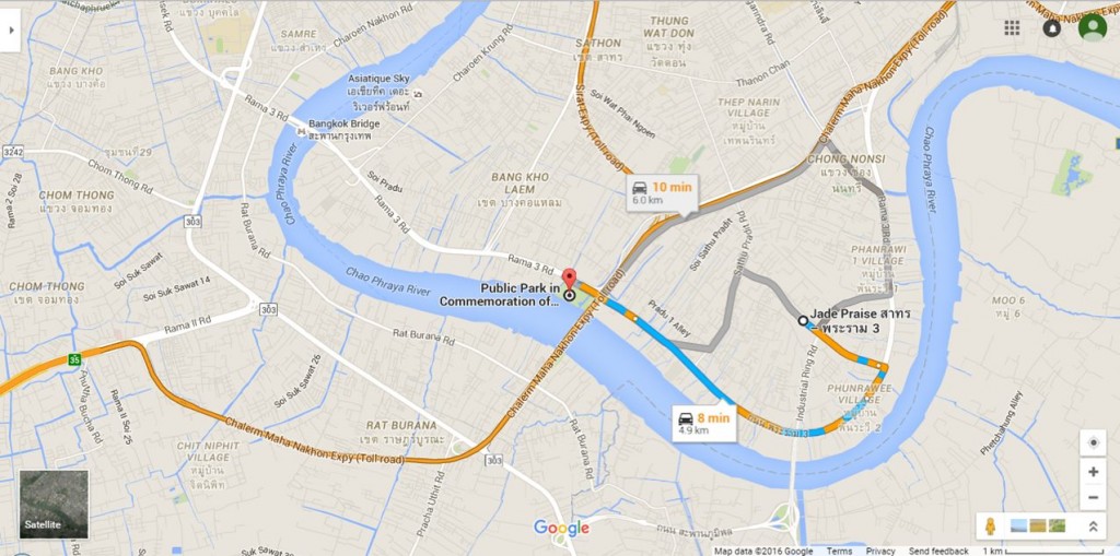 ใช้เวลาเดินทางจากโครงการประมาณ 5-10 นาทีผ่านถนนพระราม 3