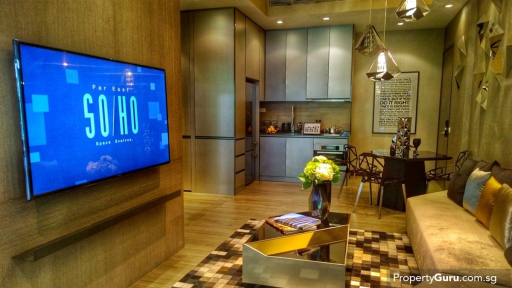 2BR living room and open kitchen