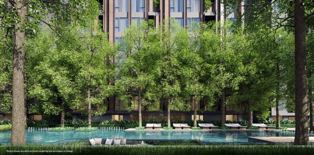 สระว่ายน้ำกลางแจ้งภายในโครงการ