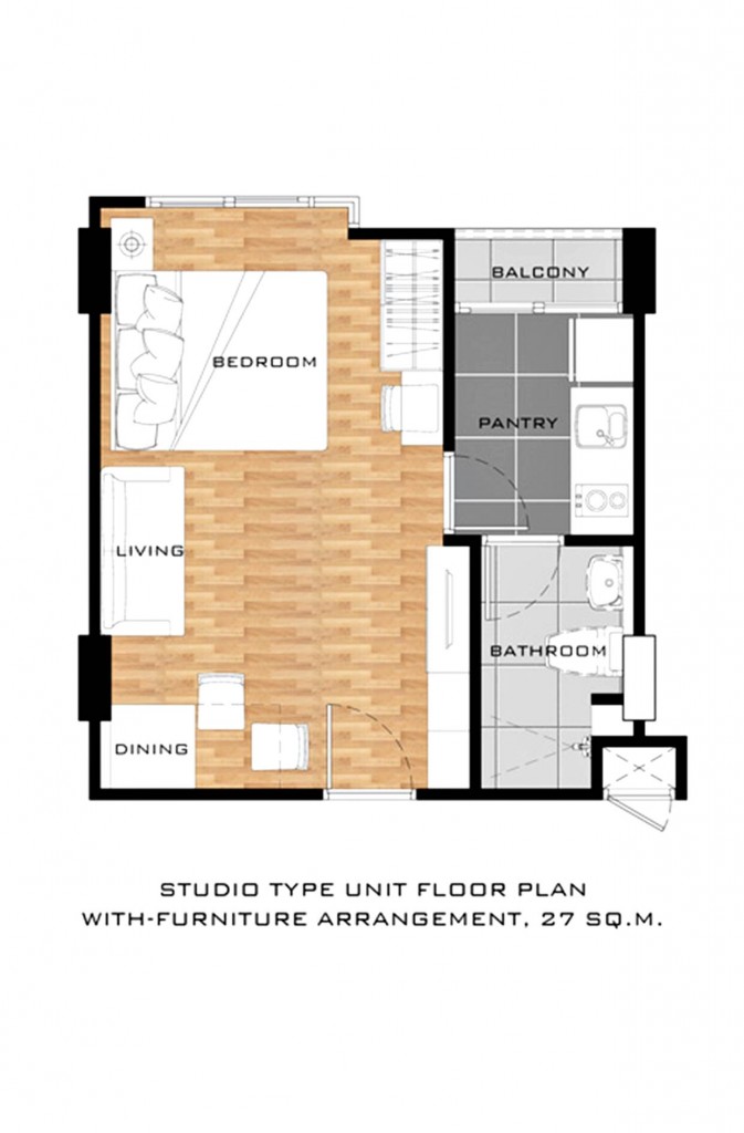 แบบ studio ขนาด 27 ตร.ม