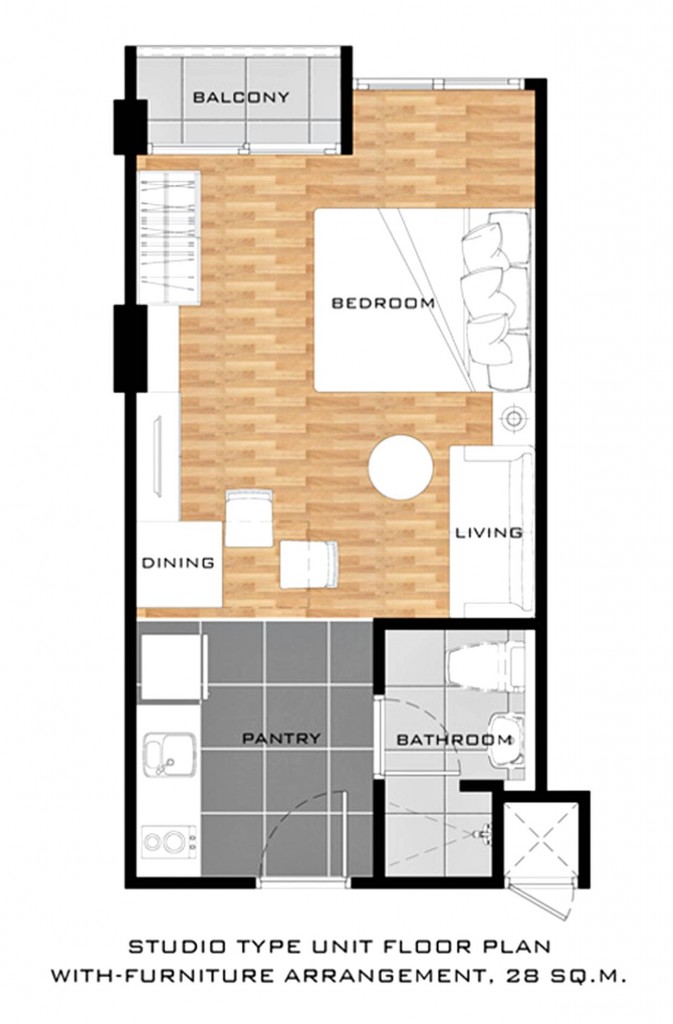 แบบ studio ขนาด 28 ตร.ม