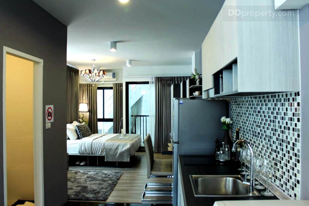 มุมมองภายในห้องตัวอย่างของโครงการ แบบ 1 ห้องนอน ขนาด 28 ตร.ม.