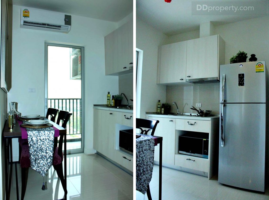 ห้องครัวไม่มีฉากกั้นกับห้องนั่งเล่น หากทำอาหารอาจประสบปัญหากลิ่นรบกวนได้ ทางที่ดี หากชอบทำอาหารให้หาฉากมาติดให้เป็นสัดส่วนดีกว่า หรือไม่ก็ทำเมนูง่ายๆ เบาๆ ที่ไม่มีกลิ่นแรง