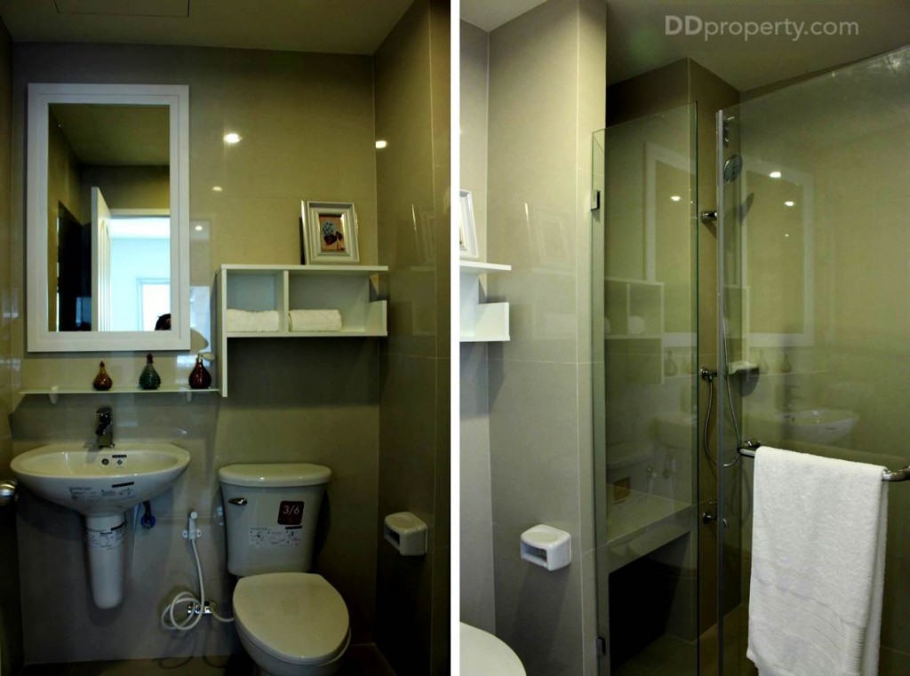 พื้นที่ภายในห้องน้ำแยกส่วนเปียก-แห้งอย่างชัดเจน