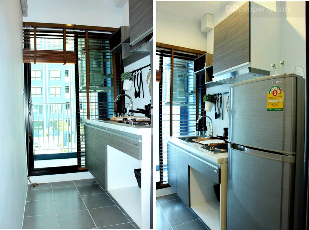 การที่วางครัวแนวยาวก็เพื่อการจัดวางที่สะดวก เป็นรูปแบบง่ายๆ แต่ลงตัวน่าใช้งาน