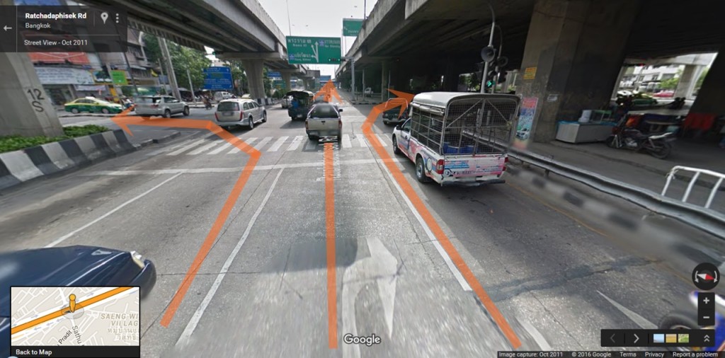 เมื่อตรงมาจะเจอกับแยกสาธุประดิษฐ์ ตรงไปจะเป็นถนนพระราม3, ซ้ายเข้าถนนสาธุประดิษฐ์, ขวาเข้าสู่ถนนจันทน์ หากกลับรถจะเข้าเซ็นทรัล พระราม 3 ให้เลือกตรงไปเพื่อเข้าถนนพระราม 3