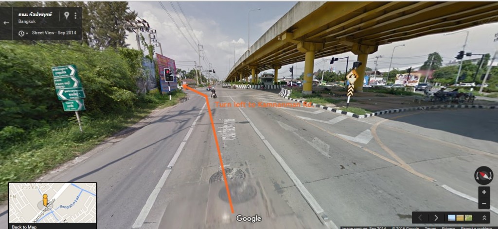 เมื่อมาสุดซอยกำนันแม้นให้เลี้ยวซ้ายเพื่อเข้าสู่ถนนเอกชัย