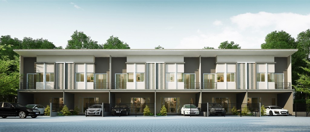 ภาพจำลองของทาวน์โฮมขนาด 21 ตร.ว. พื้นที่ใช้สอย 131 ตร.ม. หน้ากว้าง 5.7 เมตร