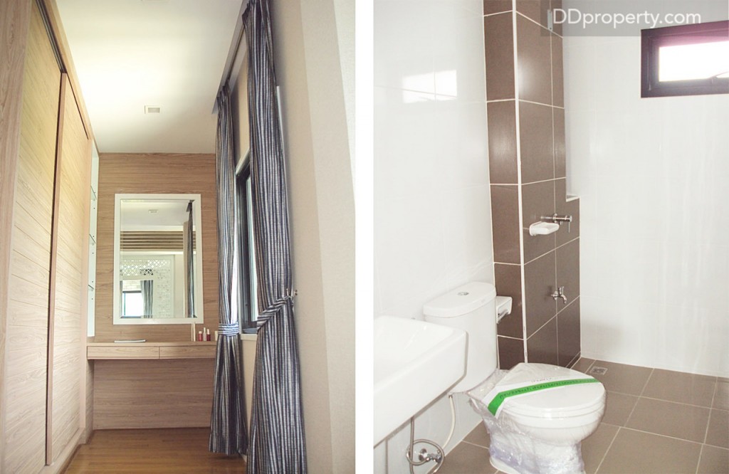 มุมแต่งตัวทำไว้เป็นไอเดียอยู่ติดกับห้องน้ำ