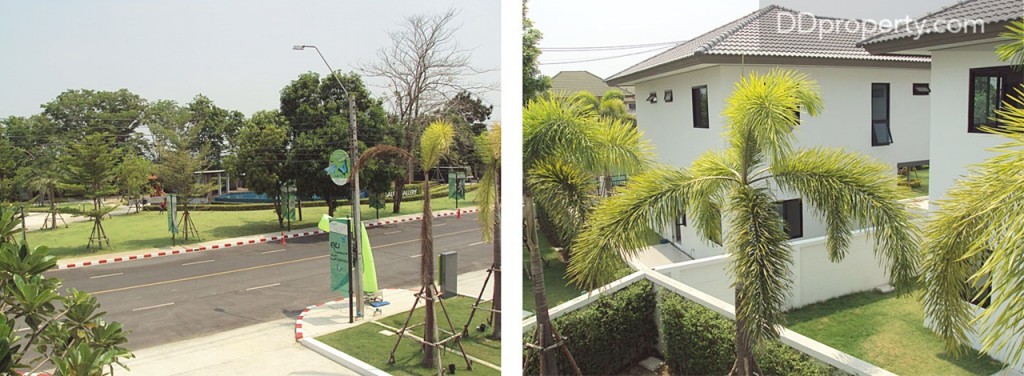 วิวจากระเบียงในห้องนอนใหญ่ทั้งด้านหน้า และด้านหลังบ้าน 