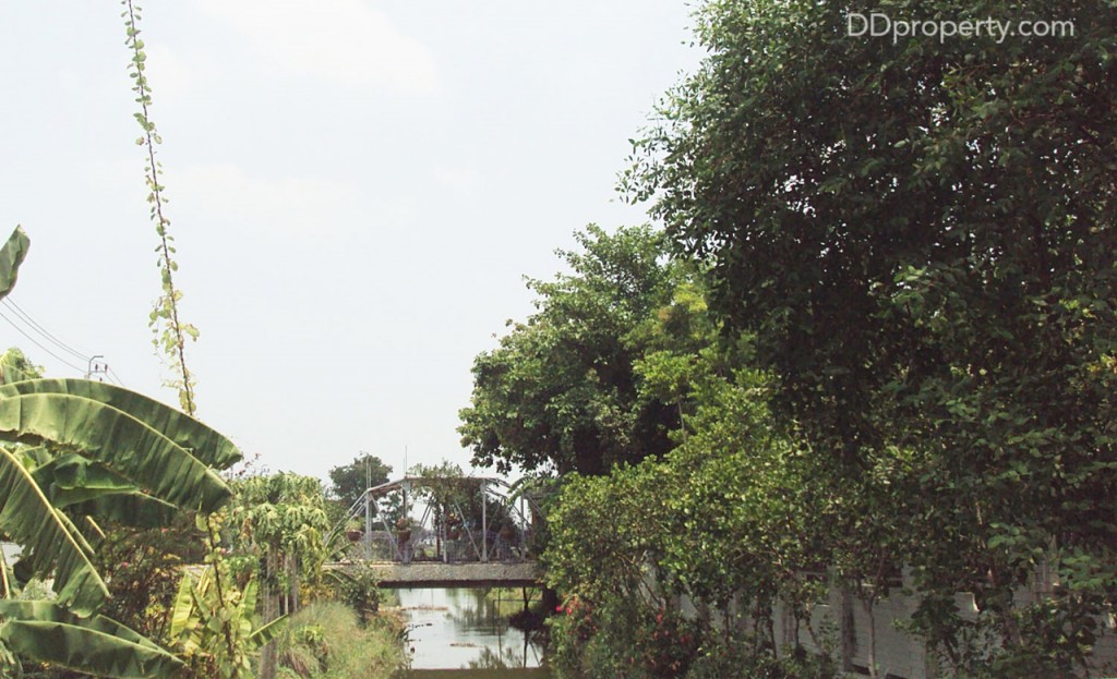 ฝั่งขวาด้านข้างของโครงการ เป็นสวนและคลอง และเป็นพื้นที่บ้านของคนในพื้นที่ 