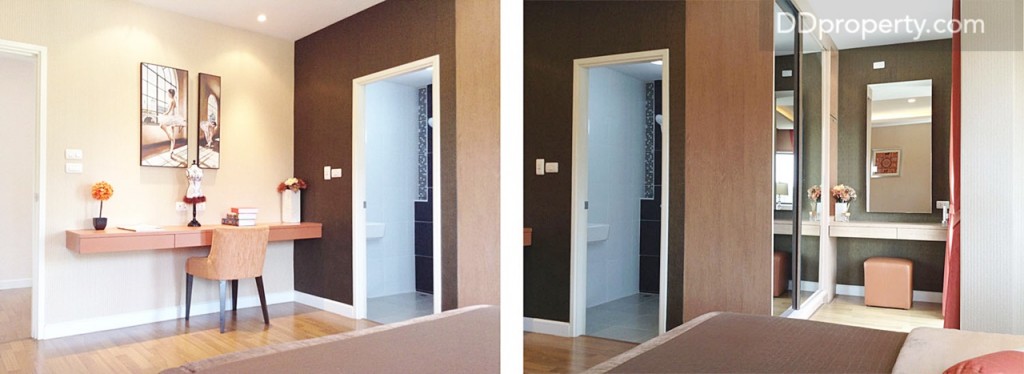 ส่วนห้องแต่งตัวขนาด 2.1 x 1.8 ม. ออกแบบฟังก์ชั่นการใช้งานคล้ายๆ กัน 