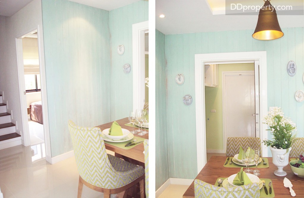 นอกจากนี้โต๊ะอาหารยังเชื่อมต่อกับฝั่งบันไดขึ้นชั้น 2 และเชื่อมต่อกับครัวด้วย 