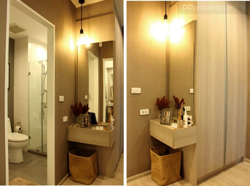 เมื่อเข้ามาในห้องนอนจะเจอกับโต๊ะแต่งหน้าขนาดย่อมเยาว์บิลท์อินติดกับตู้เสื้อผ้า