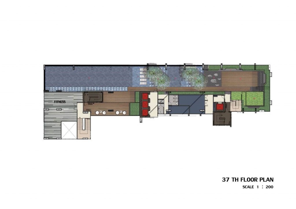บริเวณชั้น 37 เป็นพื้นที่ส่วนกลางที่รวบรวมสิ่งอำนวยความสะดวกไว้อย่างครบถ้วน ซึ่งถือว่าเป็นชั้นไฮไลท์ของโครงการนี้เลยทีเดียว