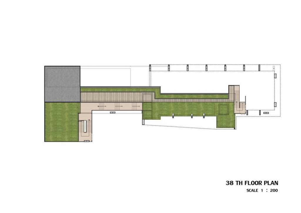 ชั้น 38 ถือเป็นชั้น Rooftop ของโครงการ ซึ่งจะเป็นกอบไปด้วยพื้นที่สวนหย่อม จุดชมวิว และลานจอดเฮลิคอปเตอร์