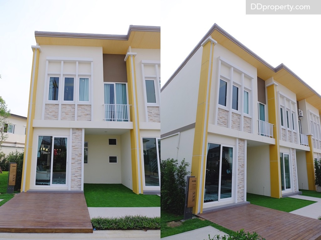 ลักษณะสีภายนอกอาคารจะใช้โทนสีเหลืองทองสลับกับขาวแสดงความเป็นเอกลักษณ์ของโกลเด้นแลนด์ หน้าบ้านกว้างประมาณ 5 เมตร