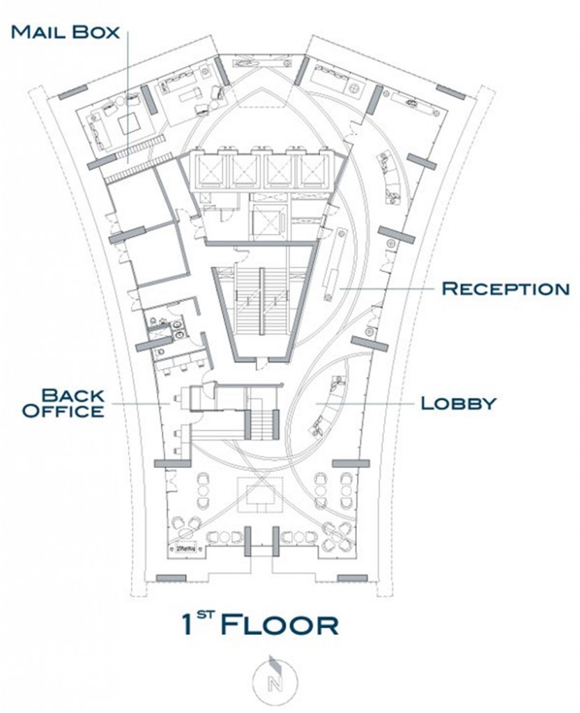 แปลนอาคารชั้น 1 โถงทางเข้า (Lobby)