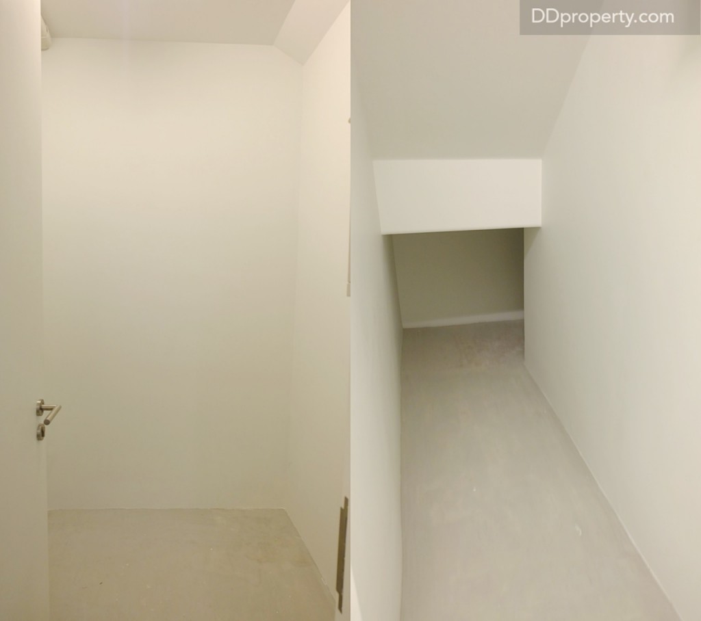 ห้องเก็บของใต้บันไดจะมีขนาดกว้างกว่าแบบดูเพล็กซ์ เล็กน้อย