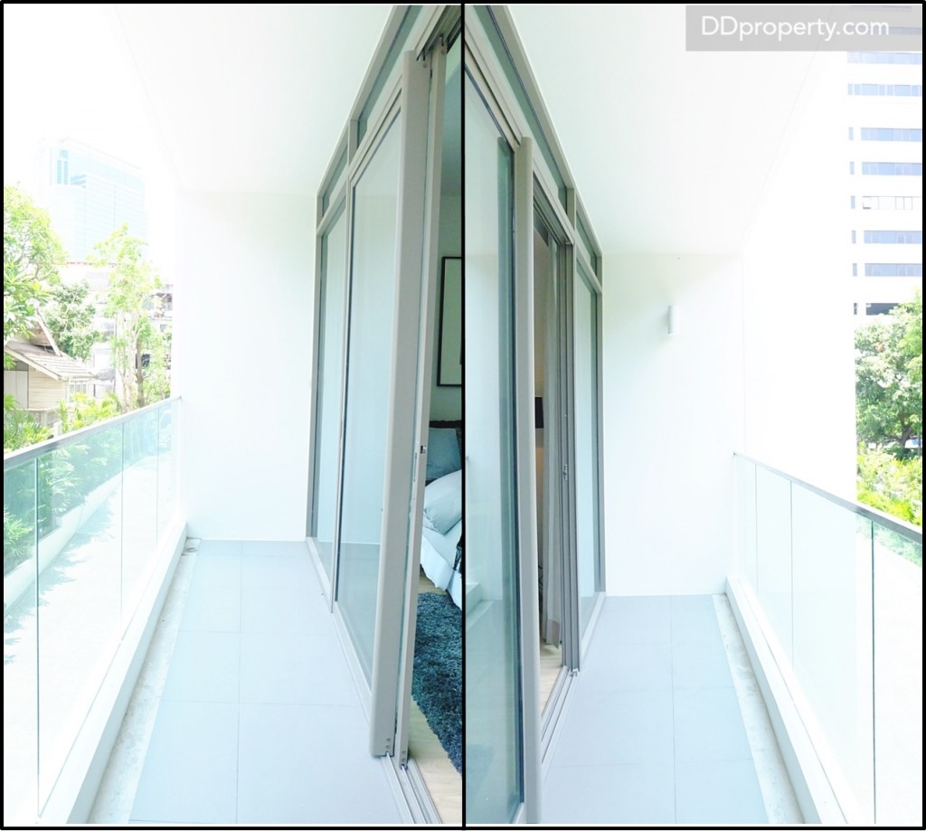 ระเบียงติดตั้งแนวกั้นเป็นกระจก, พื้นระเบียงปูด้วยเซรามิกชนิดหยาบ