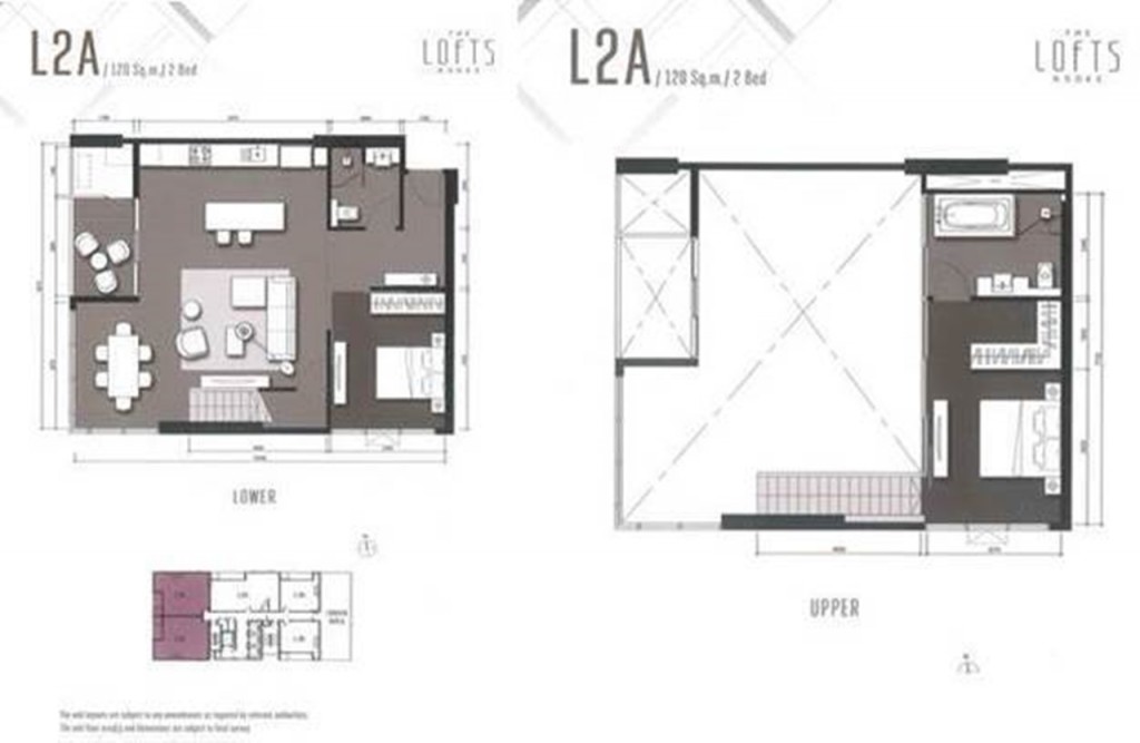 ประกอบด้วย: 2 ห้องนอน, 2 ห้องน้ำ โซน living, kitchen และ dining พร้อมระเบียงส่วนตัว