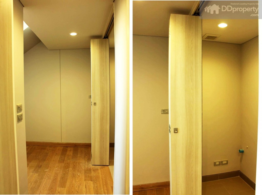 (ซ้าย) ทางเดินขึ้นไปยังชั้นสอง (ขวา) ห้องซักล้างด้านขวามือ ที่โครงการได้มีการวางระบบไฟและท่อน้ำทิ้งไว้ให้ พร้อม 