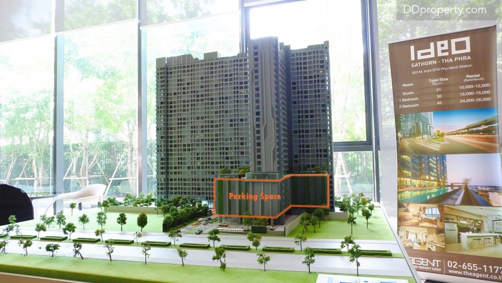 ส่วนของที่จอดรถยนต์อยู่ในฝั่ง A ชั้น 1-6