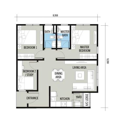 Rimbawan Residences Type A 872 sq ft
