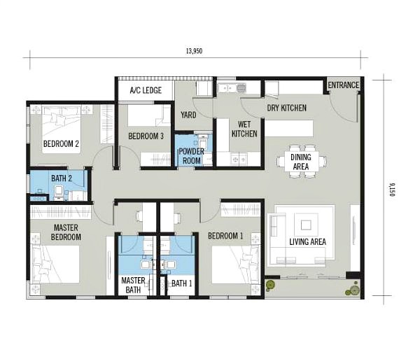 Rimbawan Residences Type C 1,332 sq ft
