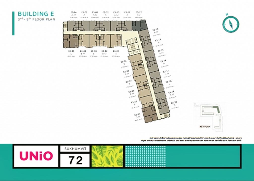 แปลนชั้น 2 ชั้น 3 - ชั้น 8 พื้นที่พักอาศัย