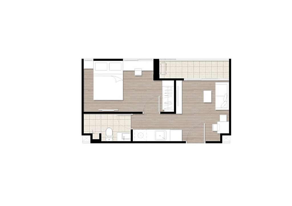 1-Bedroom Extra (ขนาดพิเศษ 1 ห้องนอน 1 ห้องน้ำ) ขนาดพื้นที่ประมาณ 24.89 – 33.79 ตร.ม. จำนวน 21 ยูนิต