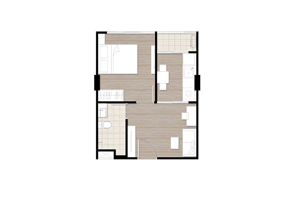 1-Bedroom Exclusive (1ห้องนอน 1 ห้องน้ำ+ แยกส่วน) ขนาดพื้นที่ประมาณ 27.26 – 34.92 ตร.ม. จำนวน 38 ยูนิต