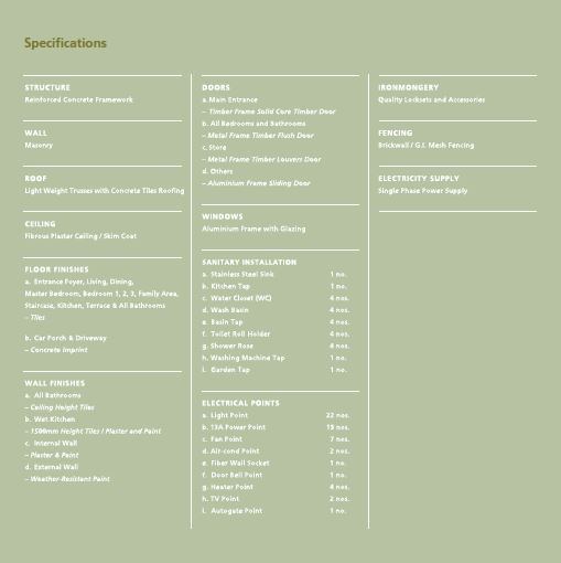Greenwoods Salak Perdana Specifications